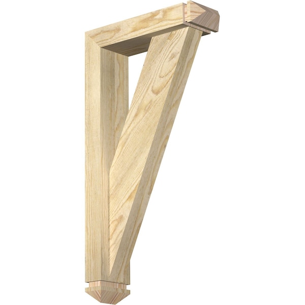 Ekena Millwork Traditional Arts and Crafts Rough Sawn Bracket w/ Offset Brace, Douglas Fir, 4"W x 14"D x 26"H BKT0402X14X26TRA03RDF - main